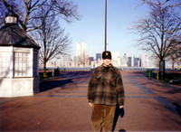 Me on Liberty Island in 1994 with the World Trade Center towers in the background.