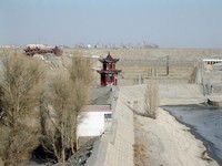 Signs of still being in China despite the landscape. Gansu Province.