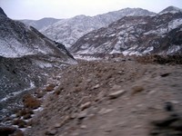 Xinjiang's frozen mountains...somewhere between Turpan and Korla.