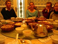 Dinner on my second night in Korla, at a Uyghur restaurant. L to R: William, Carrie, Big David...the Circle English boss, Zoe. All from England.