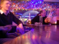 Checking out a bit of the Korla nightlife. William on the left...Small David's father (visiting from the UK) on the right.