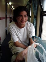 My Canadian roomate, Lincoln Hobbs. Early morning, halfway between Korla (Kuerle) and Kashgar (Kashi).