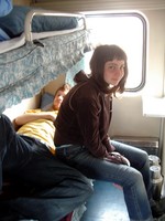 Circle English's Irish contingent...Philip and Nadja, after a short night's sleep in a hard-sleeper compartment.