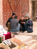Uyghur children playing in the streets of Kasghar.