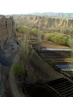 Looking down from the Jiaohe plateau onto the river valley below.