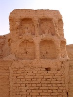 Some headless statues of the Buddha remain inside Jiaohe's massive temple.