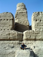 David Shallcross relaxes on the stupa.