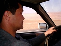 Our Uyghur guide and driver, Parhat, on the road to Gaochang.