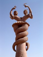 This snake-butted couple has some place in the classic story, "Journey to the West".