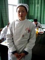 Kambayer, a friend of ours who works as a nurse at Korla's Uyghur hospital. Chinese nurses have not yet adopted the colorful scrubs seen in American hospitals.