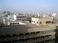 A view of the Korla skyline from the roof of the Uyghur hospital.