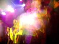 A long exposure shot at Korla's most rockin' night club, Hong Fan Qu. Scantily clad women, awful dancing, and expensive imported beer...hooray!
