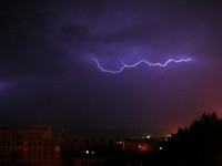 Kaboom! We had an awesome lightning storm a few days ago (mid-July) when I snapped this photo. I'd never seen that much lightning... it was coming about every two seconds for about two hours.