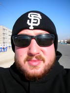 Self-portrait while sitting on my motorcycle, just days before it was stolen.