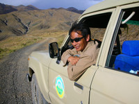Our awesome Tibetan driver, Sonam. During the 5-day round trip journey from Lhasa to Everest he and his 18-year old Land Cruiser treated us very well.