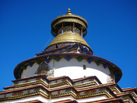 The unique stylings of the Kumbum Pagoda at Palchoi Monastery in Gyanste, built in the early 15th century.