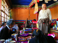 These Tibetans were crafting temple decorations in a small room accessible from the roof of Ramoche Temple.