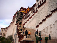 Ascending the steps of the Potala Palace.