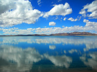 A perfect reflection of a perfect sky at Cuona Hu in northern Tibet.