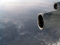Somewhere over the frozen wastelands of Siberia.