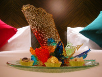 Writing for a travel guide has it's perks... at least in Xian. The 5-star Sheraton Hotel left two plates of fine chocolates for me in my room, adorned with beautiful sugar sculptures.
