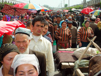 Kuqa's Friday bazaar is very busy and in many ways rivals Kashgar's famed Sunday bazaar.
