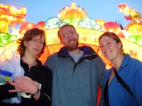 Camilla, Daniel, and Kerryn (L to R) pose for a group photo in Urumqi.
