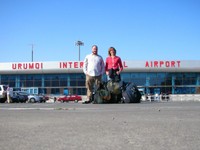 Camilla and I get ready for the beautiful flight to Almaty. Getting to Kazakhstan was a lot easier than getting back.