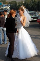 Camilla forced me to snap photos of this Kazakh bride in Almaty's Republic Square. She does give you an idea, however, of how beautiful Kazakh women are.