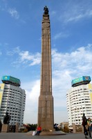 The Monument to Independence in Republic Square (Respublica Alangy).