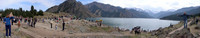 I'm goin' panorama crazy! This shot at Tian Chi (Heavenly Lake) near Urumqi contains Kerryn on the far left and Daniel on the far right.