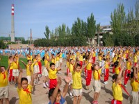 My young students perform their daily morning exercise routine.