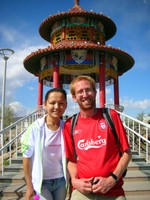 Daniel and Kadriya pose for a photo up on Long Shan (Dragon Mountain).