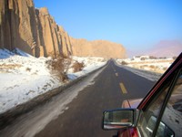 On the road to the Mystical Grand Canyon of Xinjiang, in Kuqa.