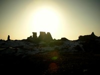 The sun sets over the ruins of Subashi.