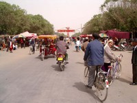 The main strip in Niya (Minfeng), the southern terminus of the Cross-Desert Highway.