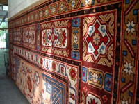A closer look at one the beautiful carpets made in Hotan.