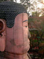 For an idea of scale, compare the relative size of Rachel, Chris, and Camilla to the Leshan Giant Buddha's massive head.