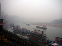 Mid-afternoon gray skies in Chongqing, waiting for the boat.