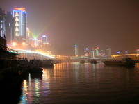 Departing Chongqing and it's neon skyline, via the Yangzi River (Chang Jiang).