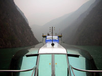 The slick-looking boat that ferried us through the Minor Three Gorges.