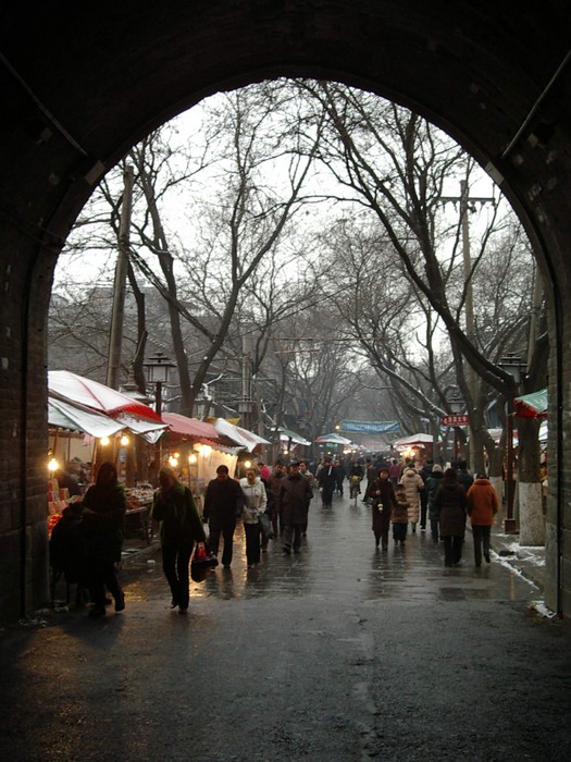 Entering Xi'an's Muslim quarter through the base of the Drum Tower.