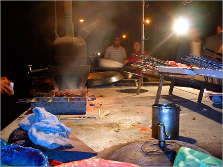 Local kebab stand. Korla, Xinjiang. 2006.