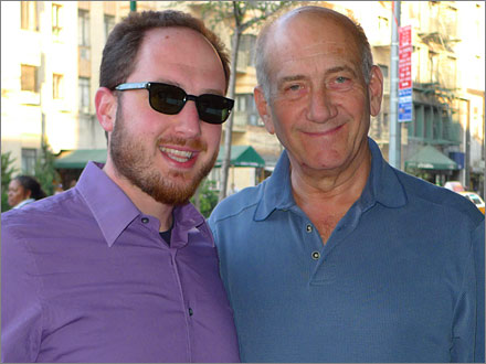 Michael with Ehud Olmert on April 5, 2010.