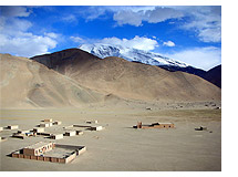 The small village of Subaxcun lies beside Lake Karakul and beneath the icy heights of Mustagata.