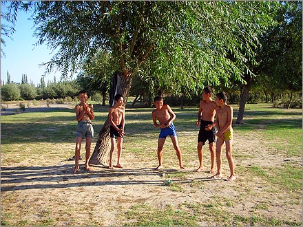 A group of happy Uyghur children.