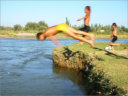 The water at this point is deep enough to dive into... although I smashed my face on the bottom once. Ouch.