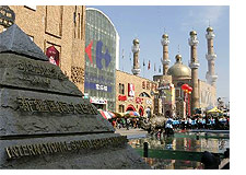 The International Grand Bazaar in Urumqi, Xinjiang, China.